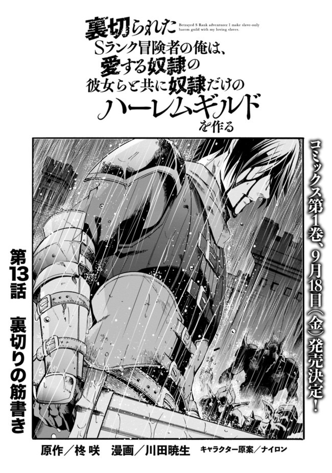 Uragirareta S-Rank Boukensha no Ore wa, Ai suru Dorei no Kanojora to Tomo ni Dorei dake no Harem Guild wo Tsukuru Chap 13 - Next Chap 14