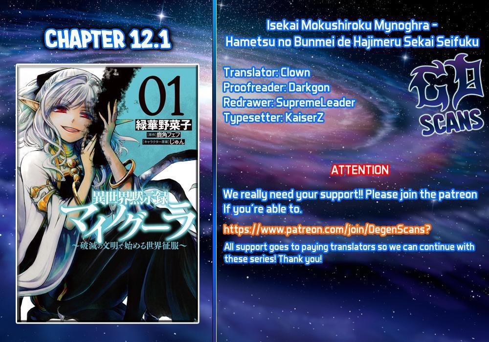 Isekai Mokushiroku Mynoghra: Hametsu no Bunmei de Hajimeru Sekai Seifuku Chap 12.1 - Next Chap 13.1